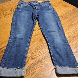 AG ADRIANO GOLDSCHMIED Jeans Womens 25 BLUE CUFF MARI CROP High Rise Preowned